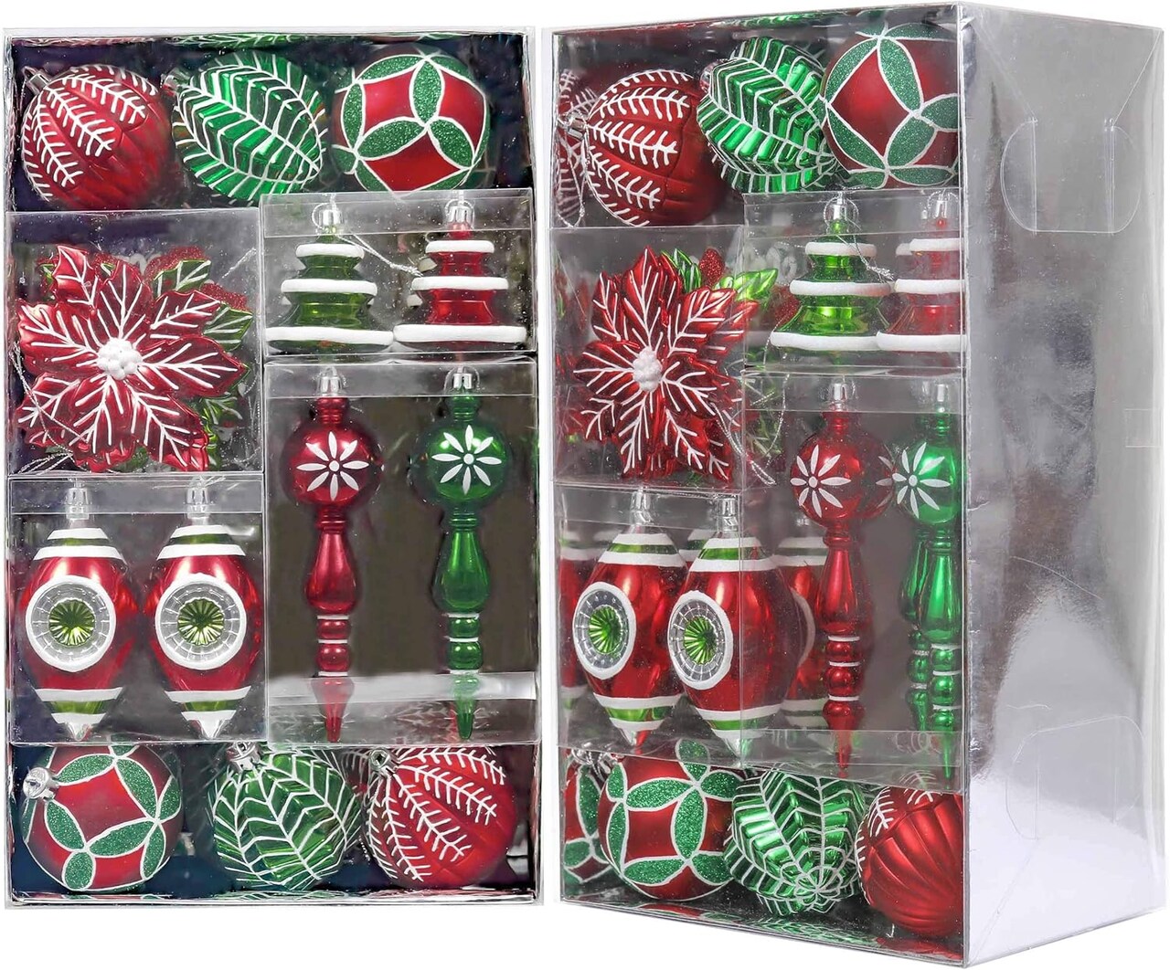 50ct Shatterproof Ball Ornaments Christmas (Red, Green, White) - 16.54 x 6.3 x 9.45 inches